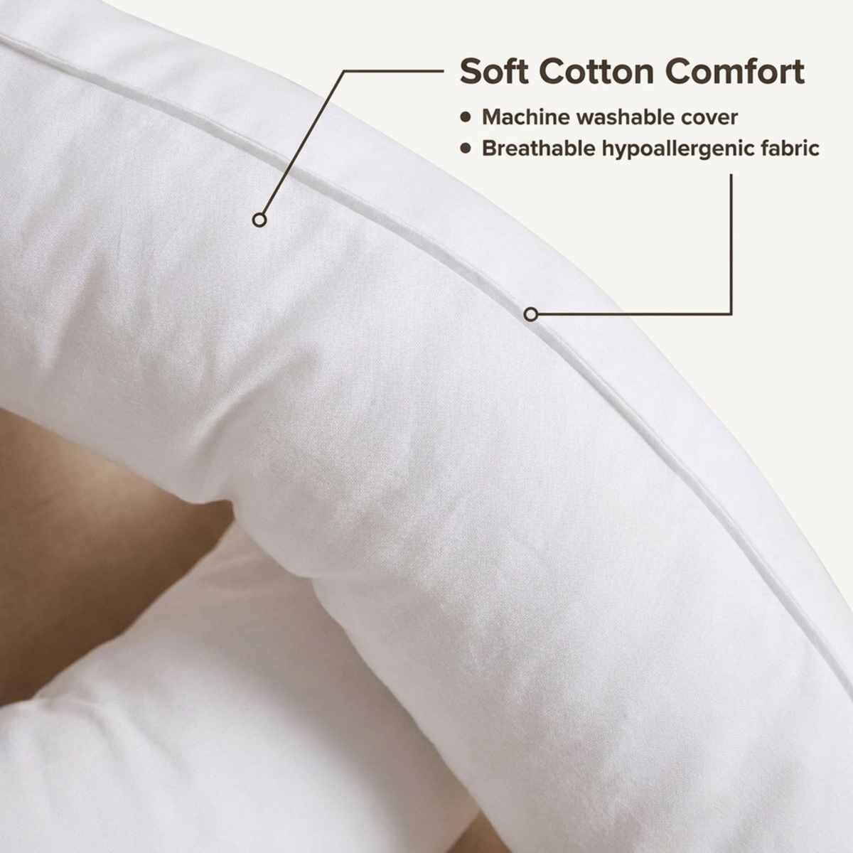 Boomerang Body Pillow - V-Shaped Side Sleeper - Superior Comfort, White - view 4