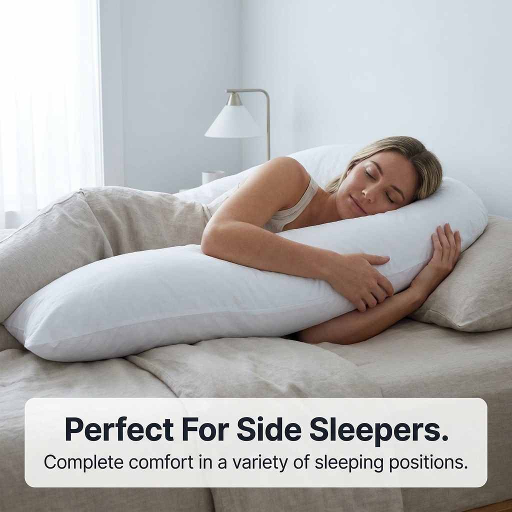 Cover for Boomerang Body Pillow - Cotton (50%) / Polyester (50%) Blend, White - view 4