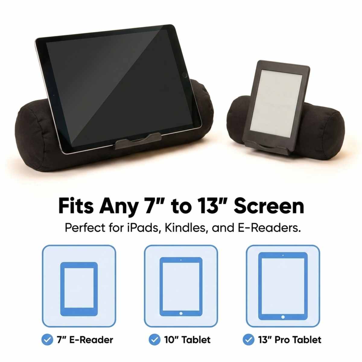 Bed Pillow Tablet Holder - Perfect for Bed or Couch - Angle Adjustable, Black - view 4