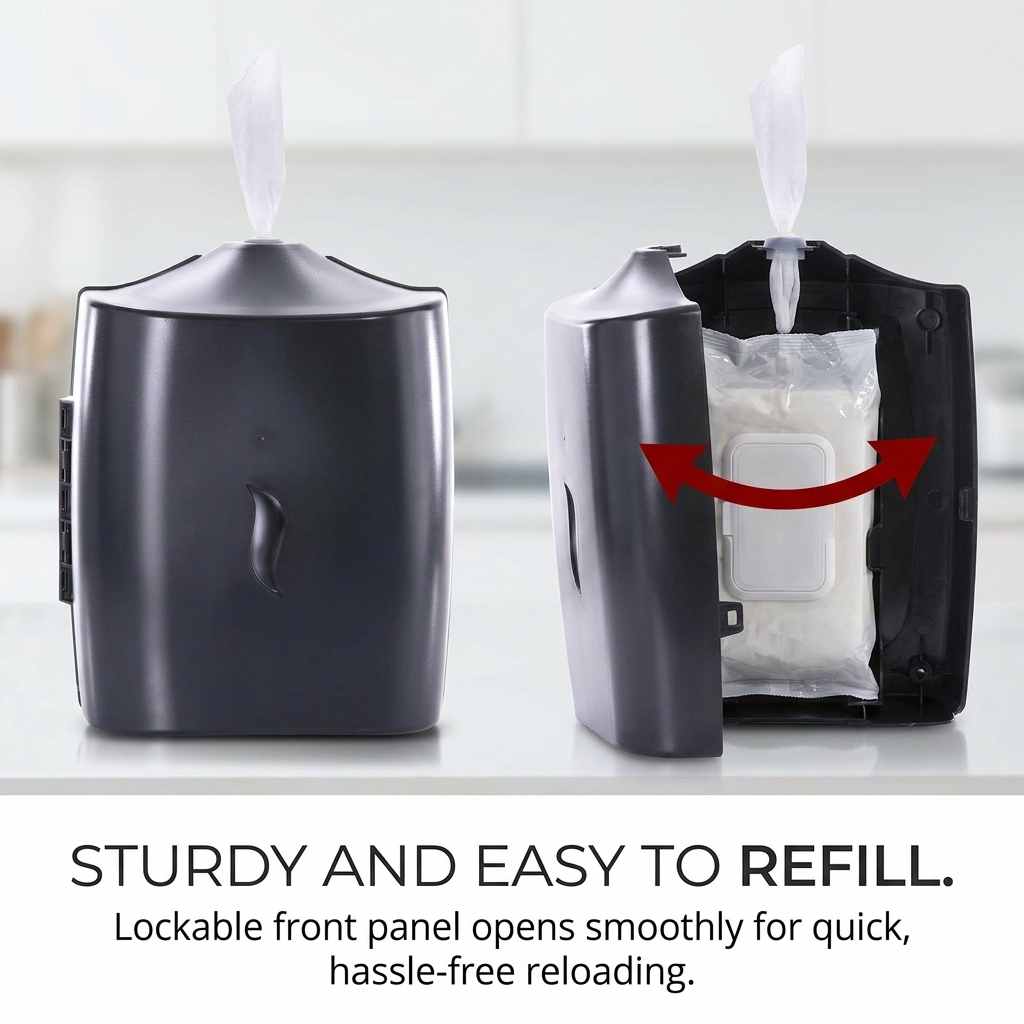 Wipes Dispenser - Wall Mounted - Disinfectant - Contemporary Anti-Roping Design - view 7