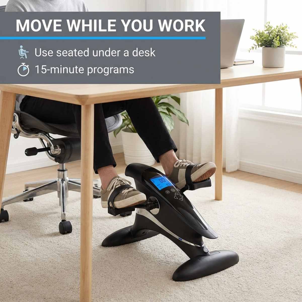 Motor Bike Indoor Bike With Mobile App Black - Under Desk Bike That Does the Work for You - view 9