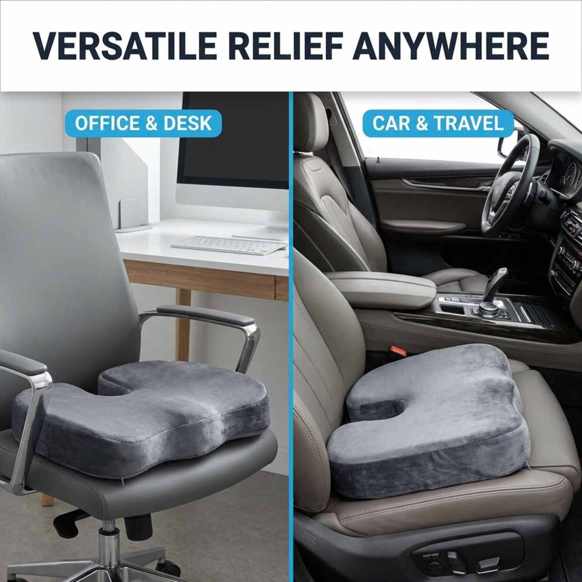 Coccyx Orthopedic Gel Enhanced Comfort Foam - Sciatica Relief - Seat Cushion - view 10