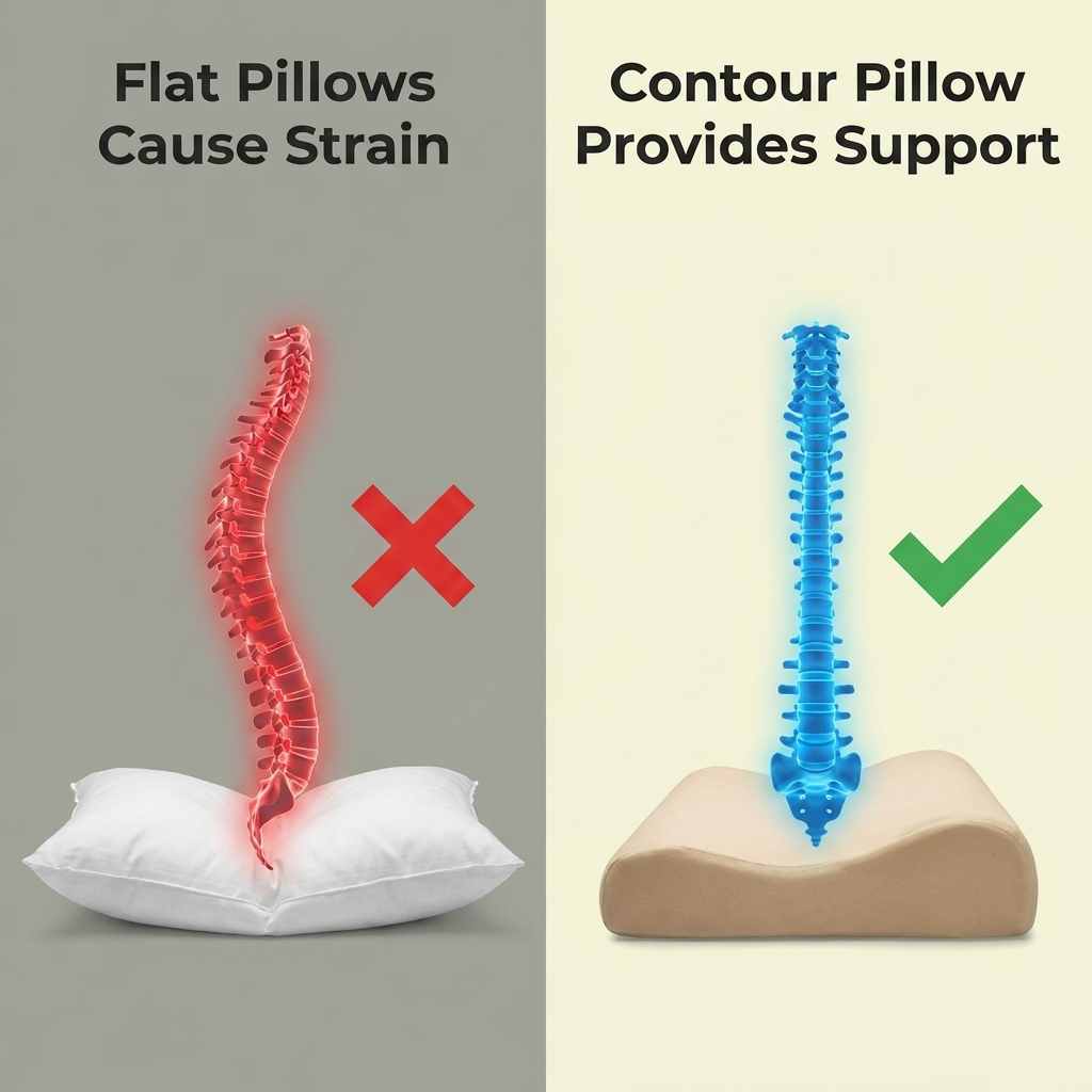 Perfect Contour Memory Foam Bed Pillow - Stress And Neck Tension Relief - Bed Pillow, Crea - view 5