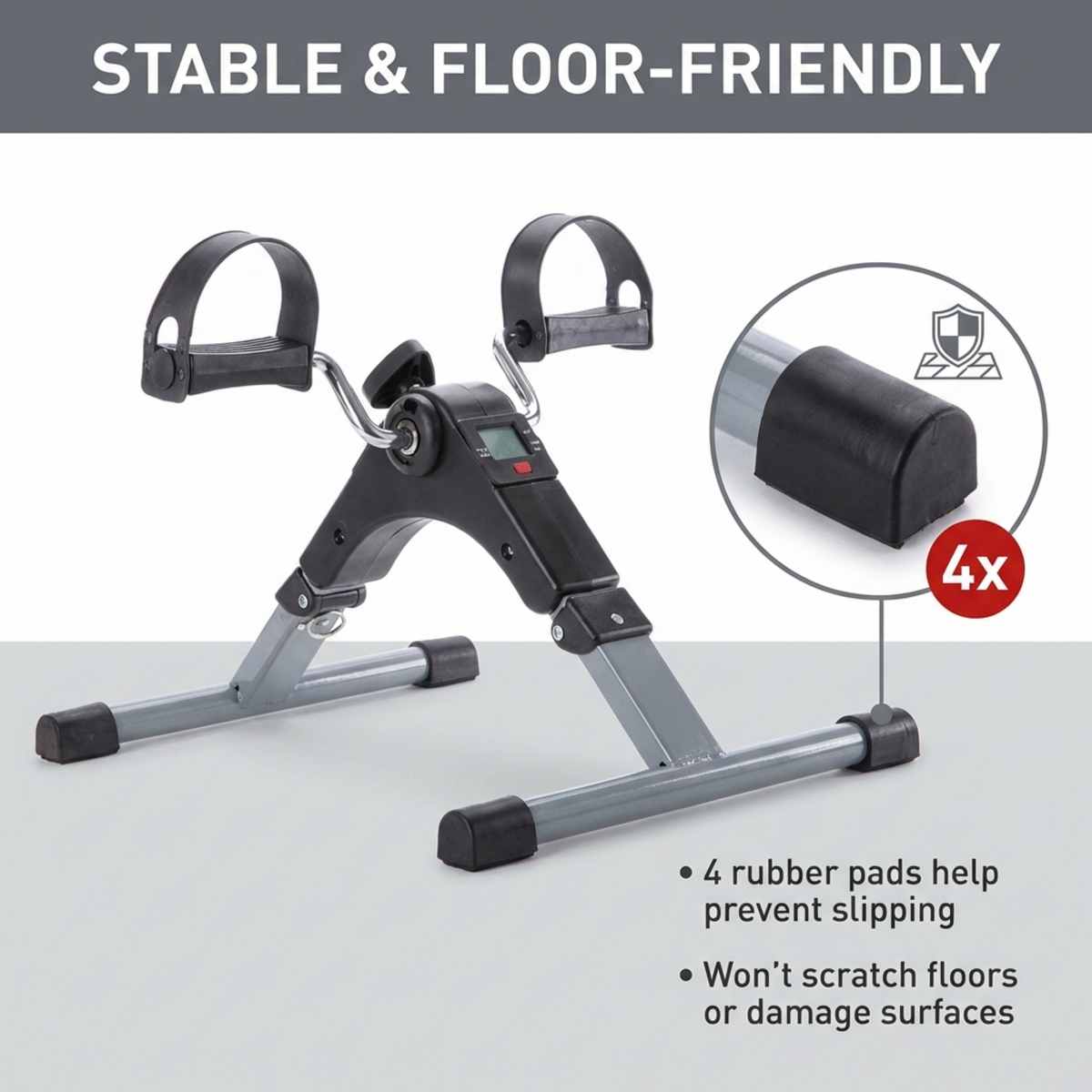 Folding Pedal Exercise Bike to Strengthen and Tone Legs or Arms With Electronic Display - view 5
