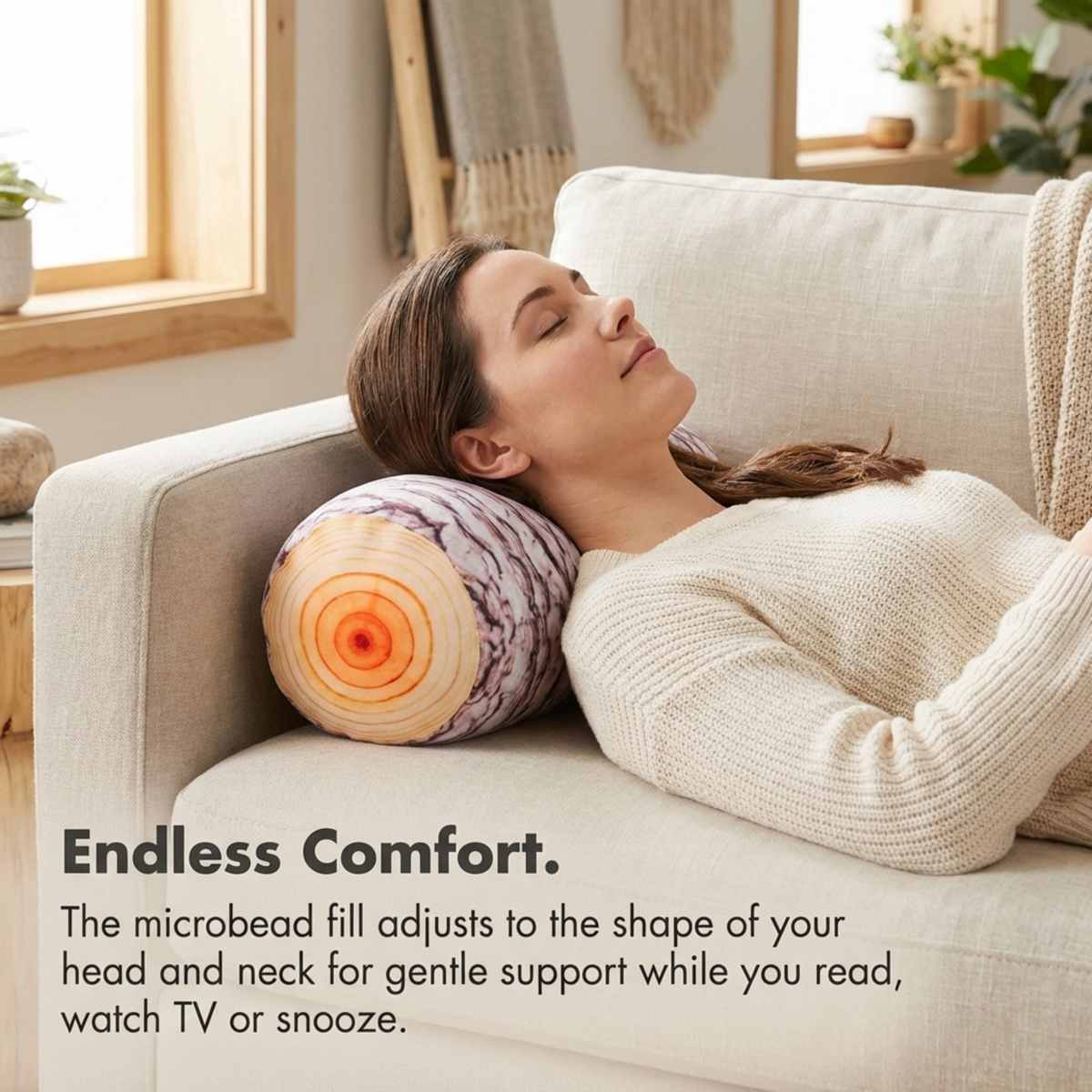 Microbead Bolster Neck Roll Pillow - Silky Feel - view 20