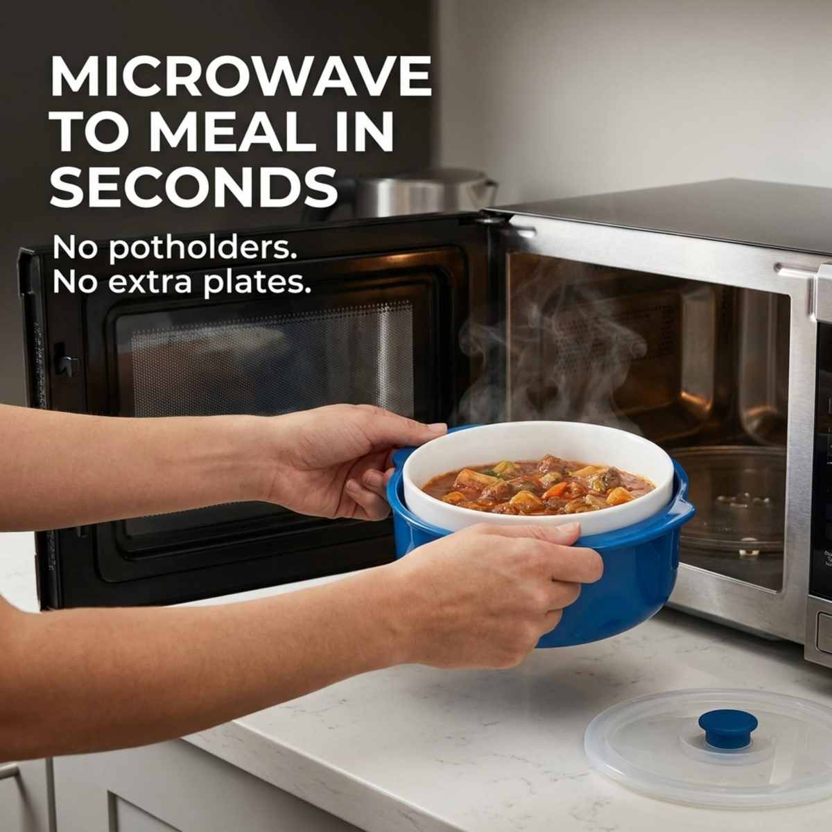 Hitnotion-Touch Microwave-Safe 3-Piece Bowl Set, 24 oz, Blue - view 5
