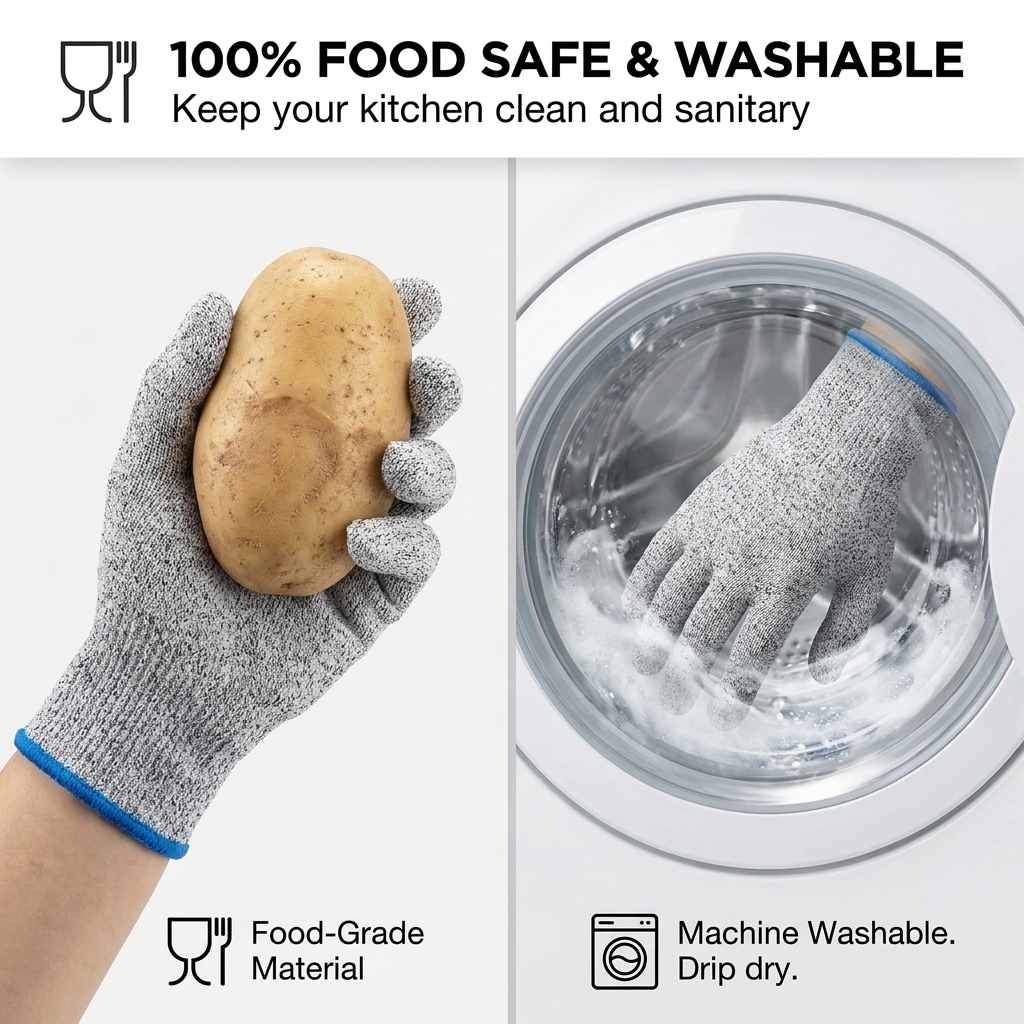 Kevlar No Cut Kitchen Gloves - Machine Washable - High Grade Polyethylene - Light Weight - view 18