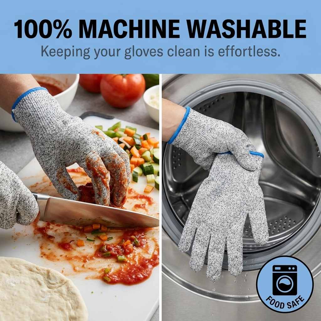 Kevlar No Cut Kitchen Gloves - Machine Washable - High Grade Polyethylene - Light Weight - view 20