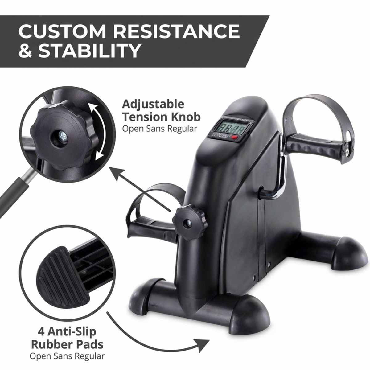 Pedal Exercise Mini Cycle Bike Silvery - Digital Display - Adjustable Resistance - view 9