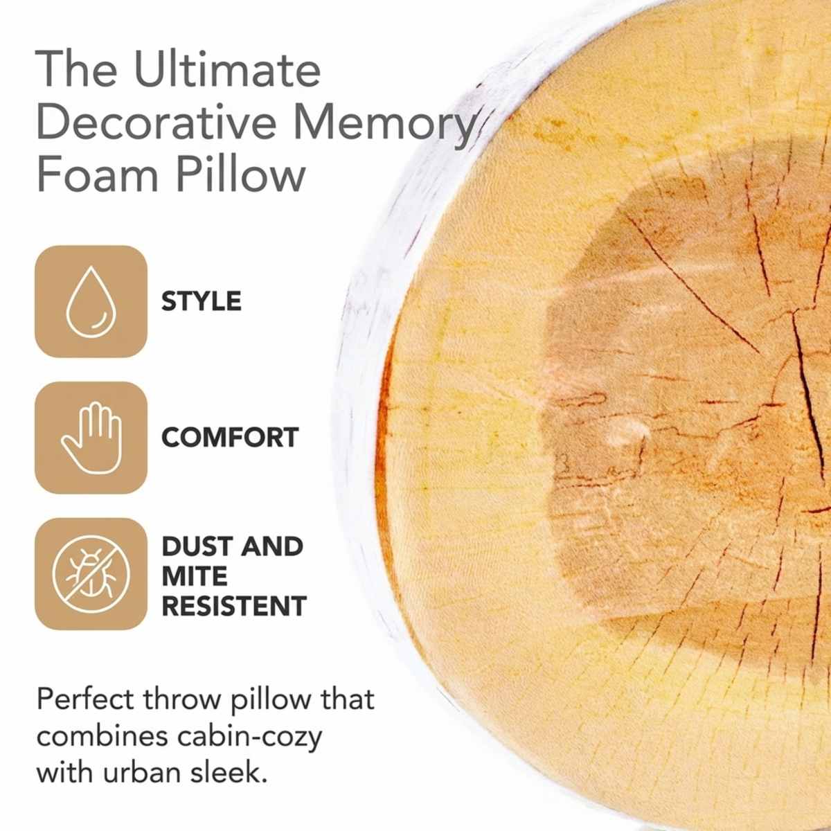 Log Maple Slice Memory Foam Seat Cushion Decorative Pillow - Bring Nature Home - view 13