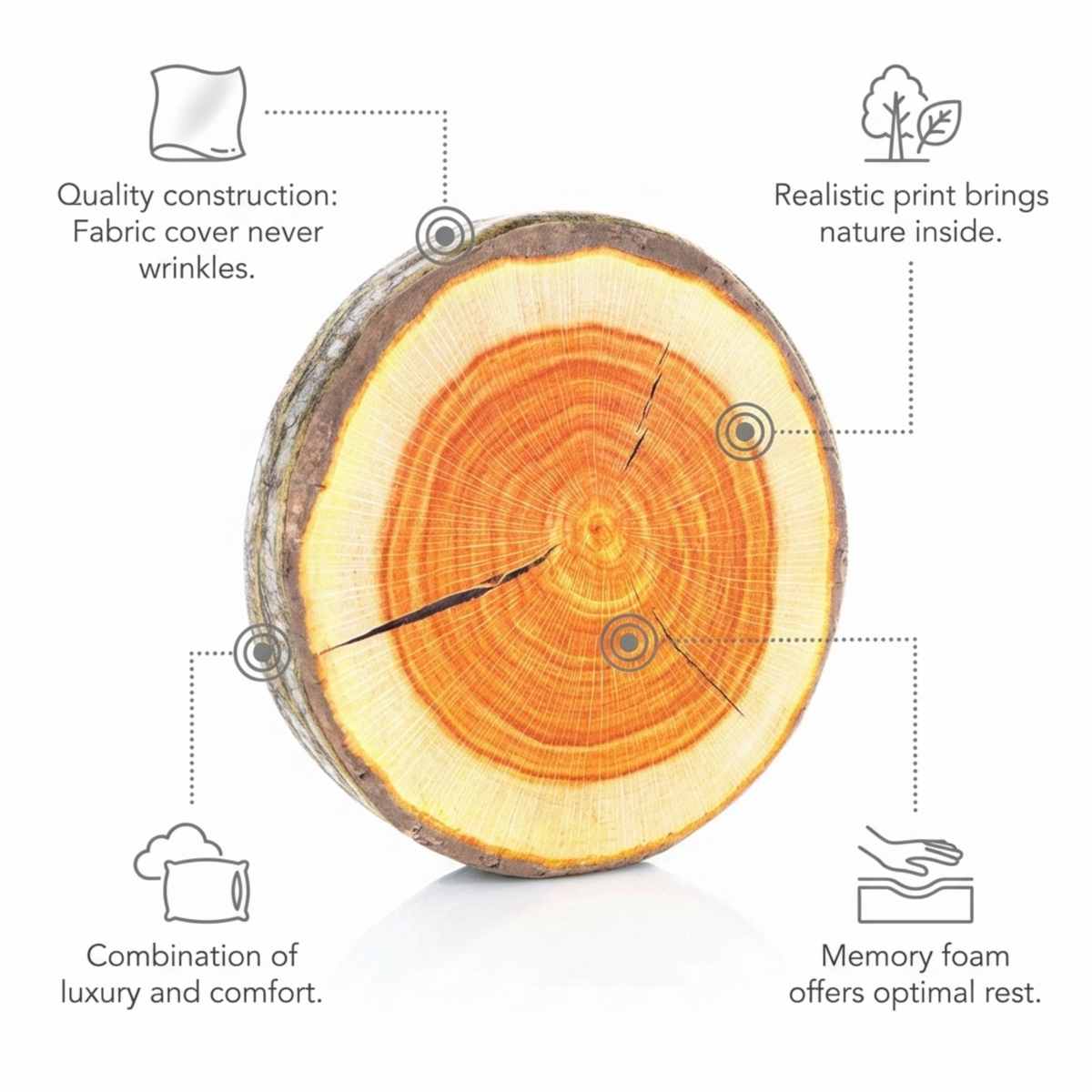 Log Maple Slice Memory Foam Seat Cushion Decorative Pillow - Bring Nature Home - view 15