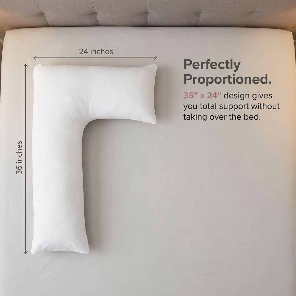 L-Shaped Body Pillow - Prenatal Pregnancy Pillow - Side Sleeper, Superior, White - view 5
