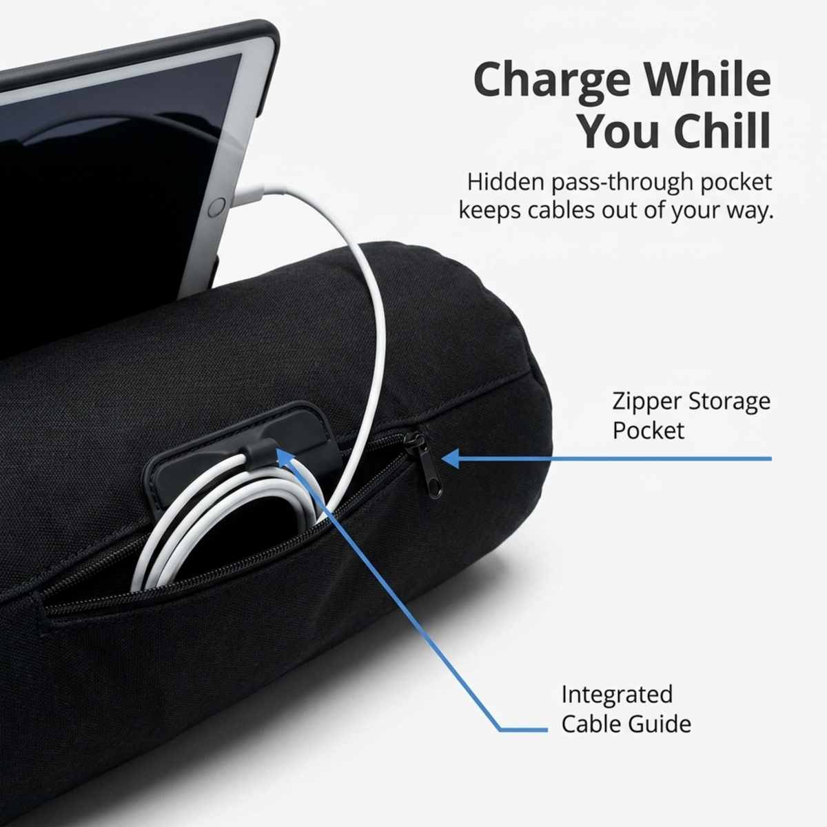 Bed Pillow Tablet Holder - Perfect for Bed or Couch - Angle Adjustable, Black - view 5