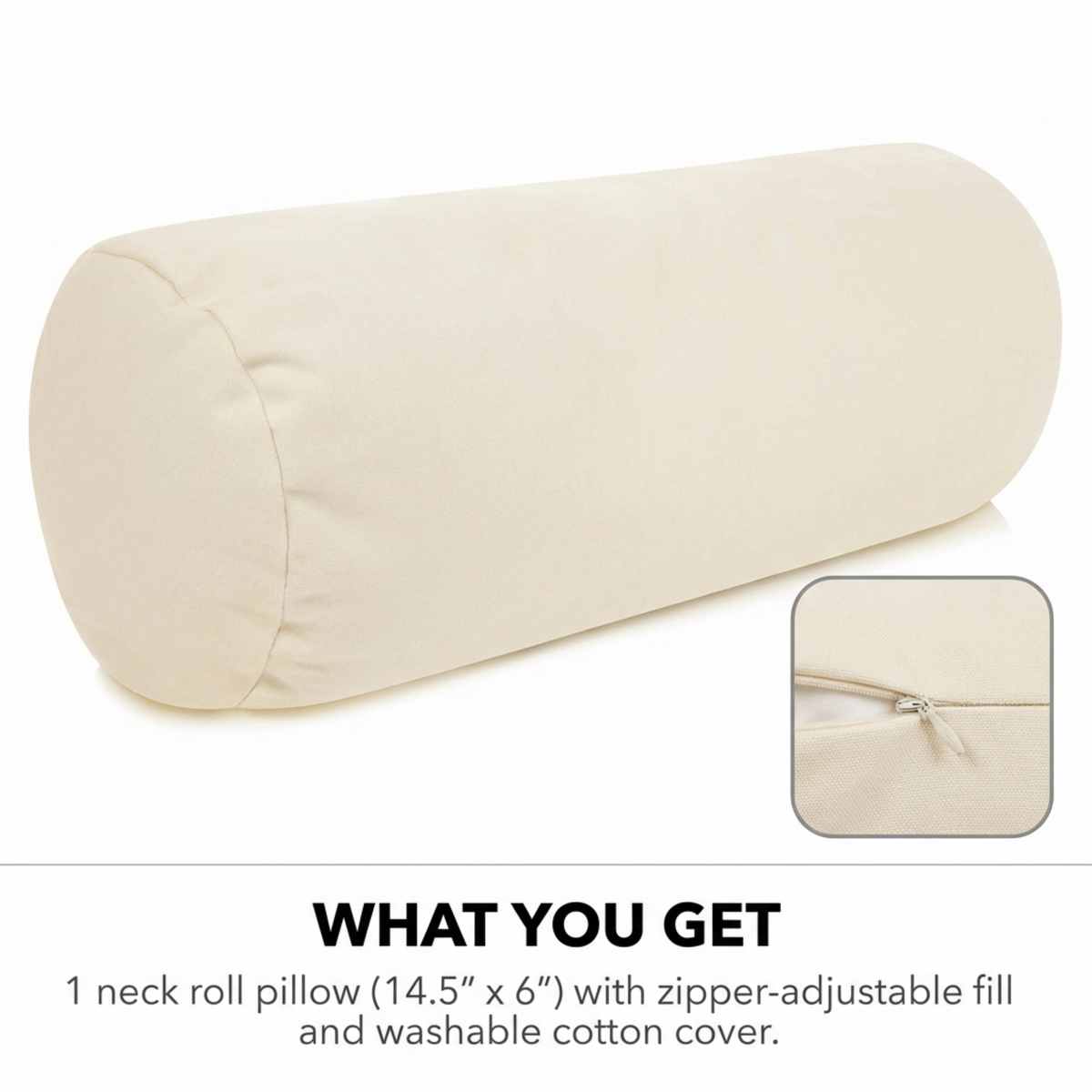Organic Buckwheat Hull Bed Pillow - Stress And Neck Tension Relief - Bed Pillow, Cream - view 17