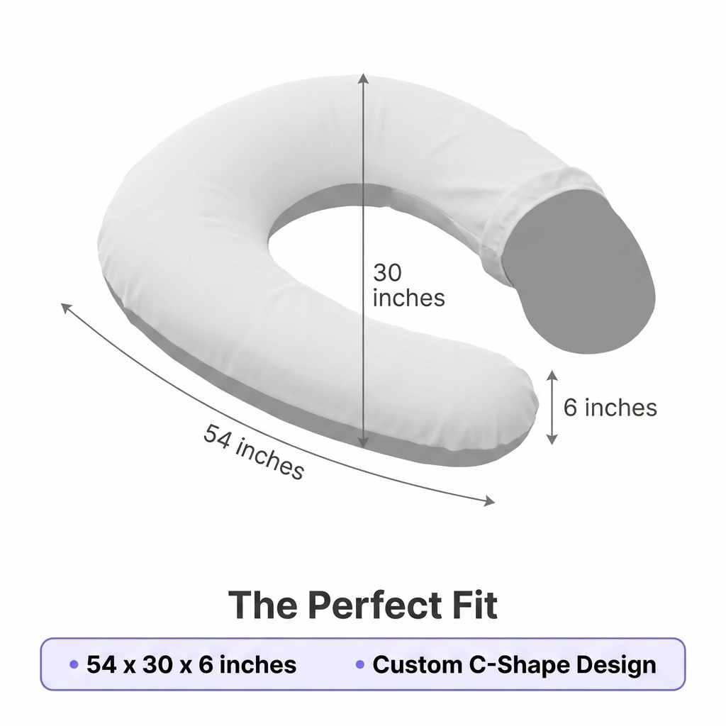 Allergen-Free Cover For C-Shaped Full Body Pillow - Stain Resistant - Pillow Cover, White - view 6