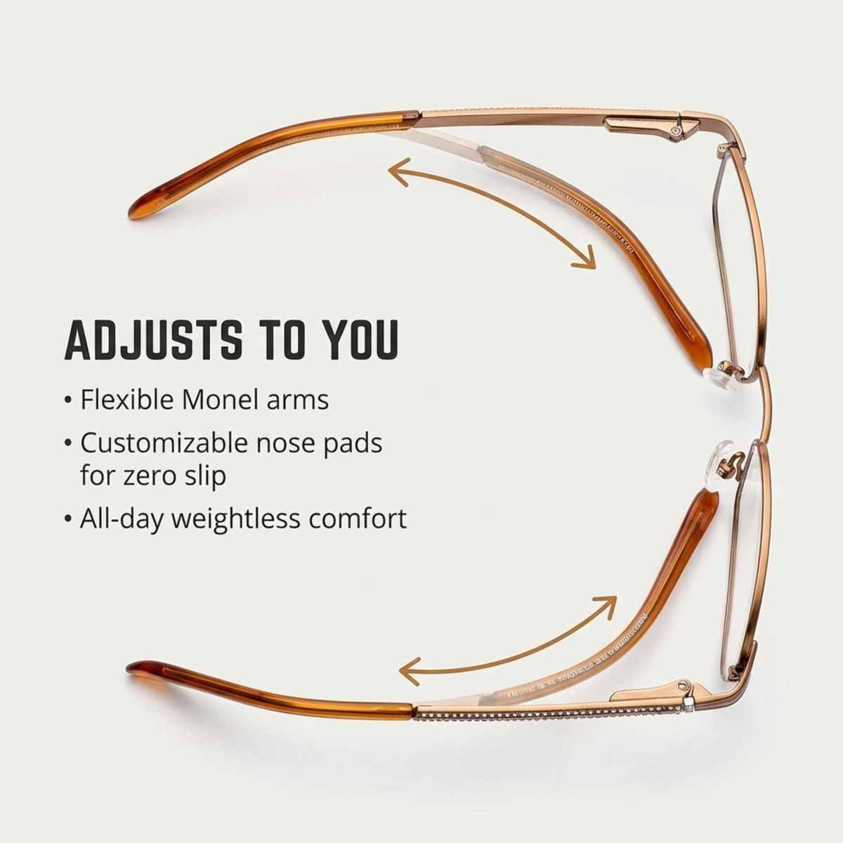 Women's Rectangle Eyeglasses, Distressed Bronze | Memory Metal - 6