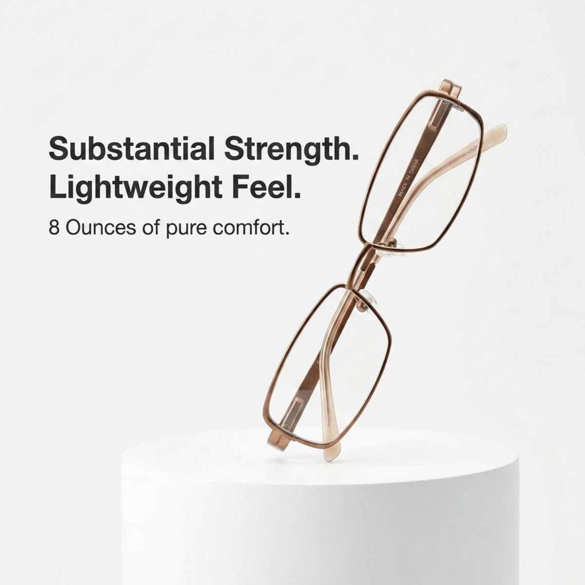 Men's Rectangle Eyeglasses, Bronze | Semi-Rimless - 6