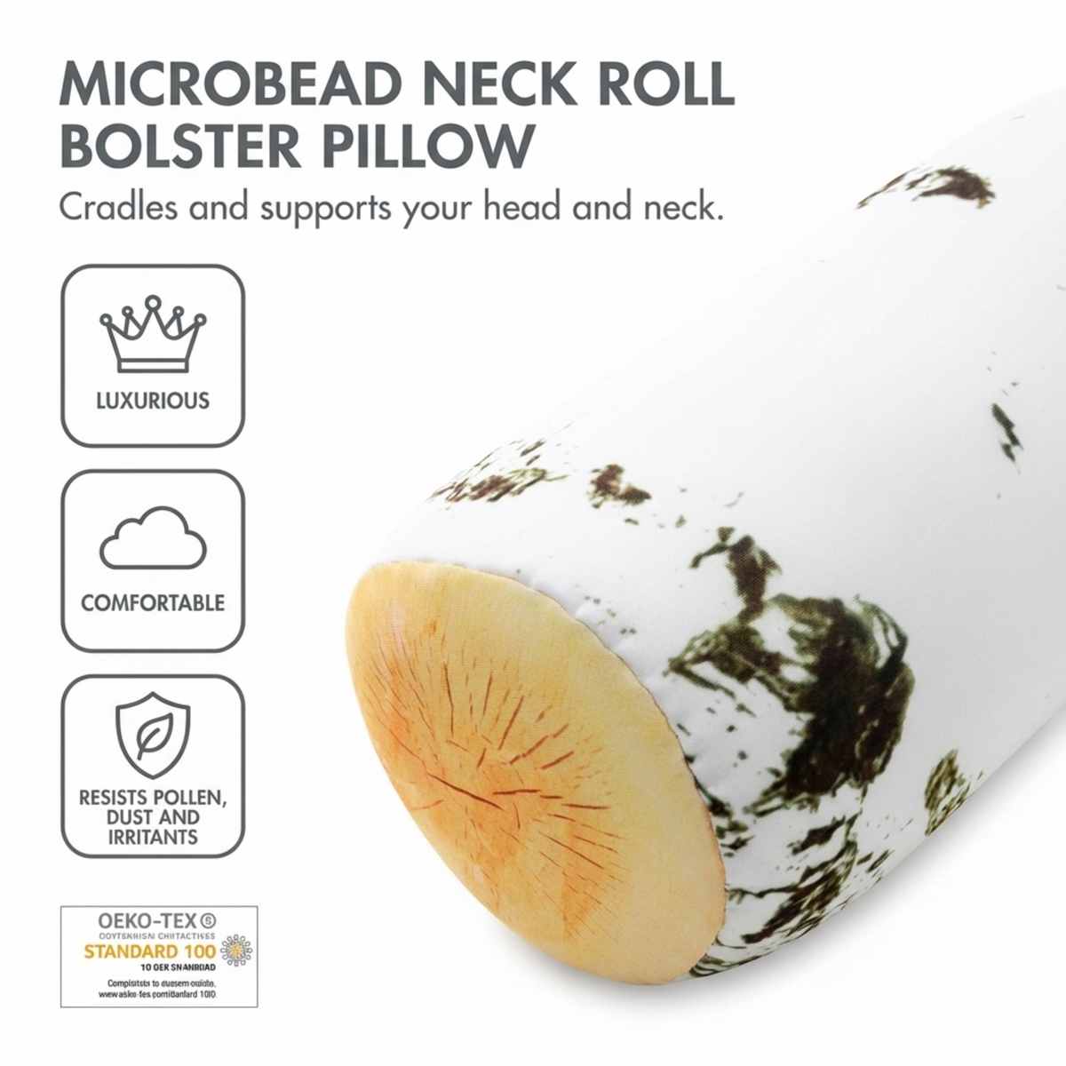 Microbead Bolster Neck Roll Pillow - Silky Feel - view 21