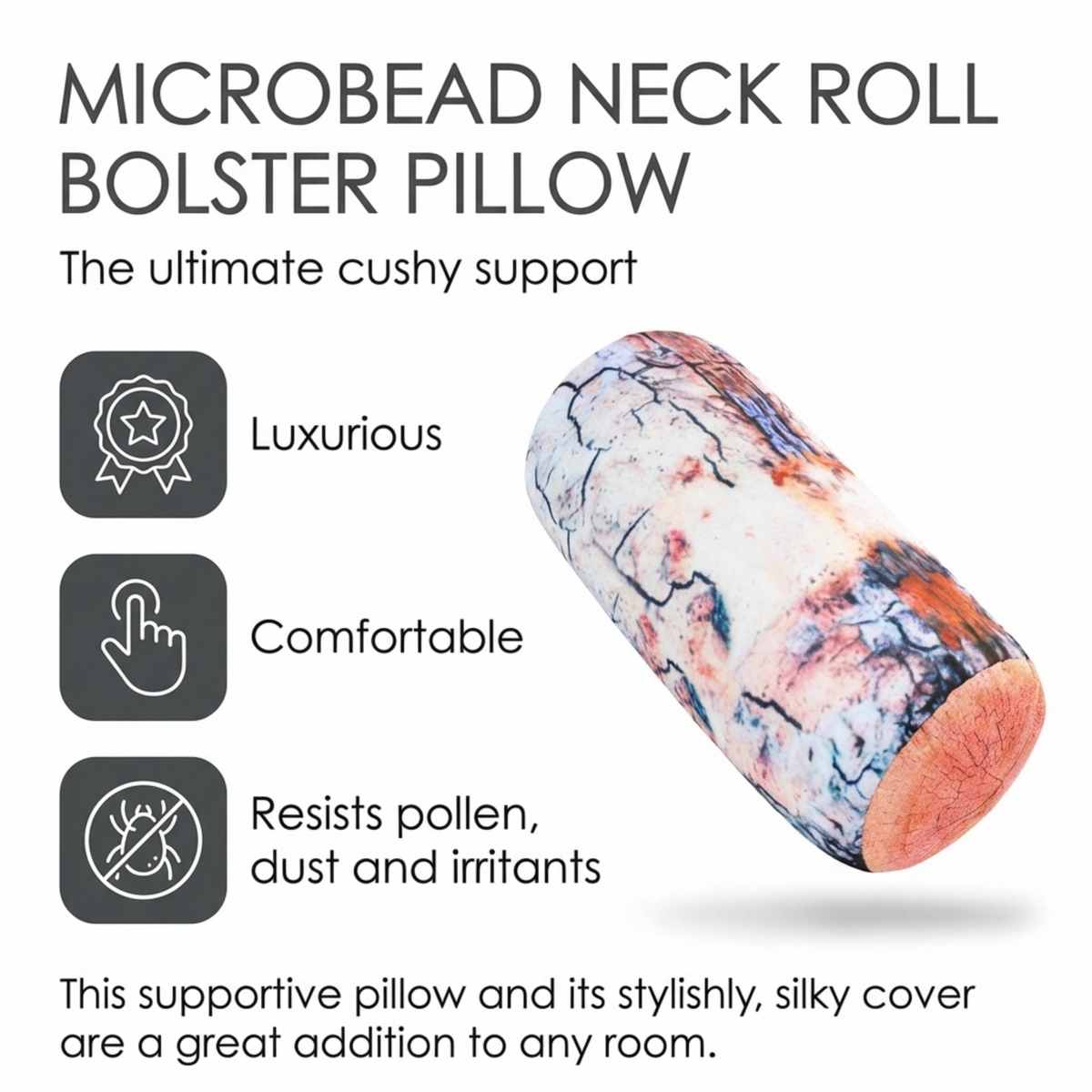 Microbead Bolster Neck Roll Pillow - Silky Feel - view 23
