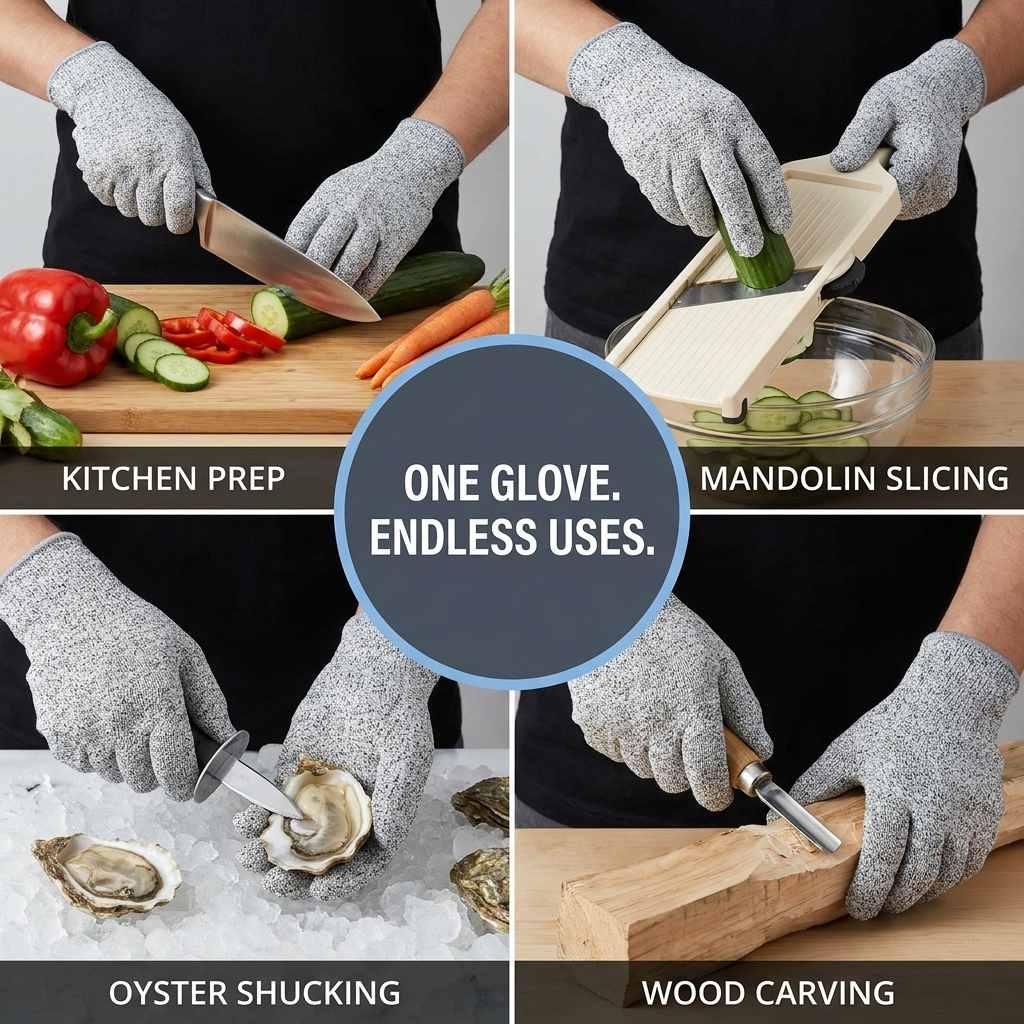 Kevlar No Cut Kitchen Gloves - Machine Washable - High Grade Polyethylene - Light Weight - view 24
