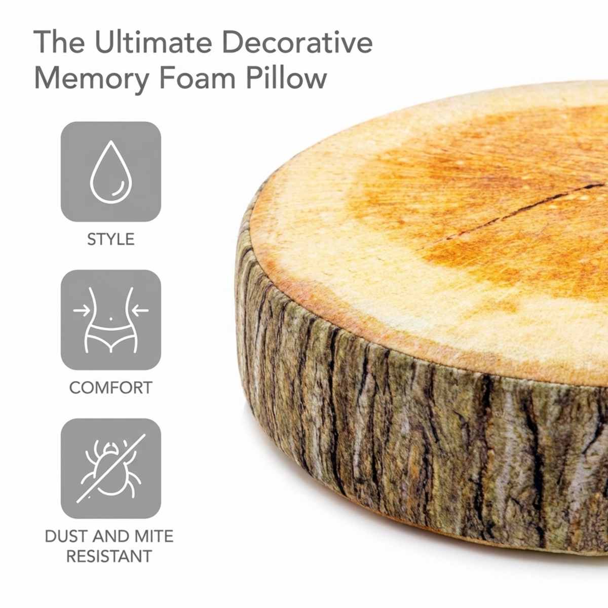Log Maple Slice Memory Foam Seat Cushion Decorative Pillow - Bring Nature Home - view 17