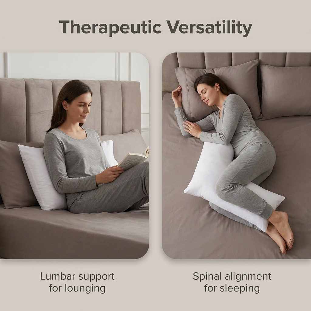 L-Shaped Body Pillow - Prenatal Pregnancy Pillow - Side Sleeper, Superior, White - view 6