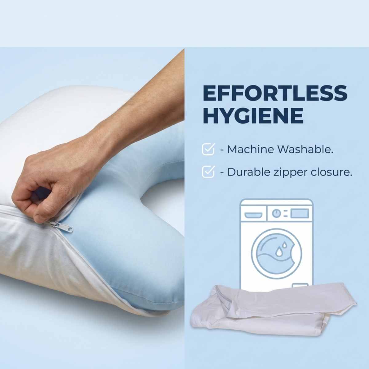 Cover For L-Shaped Body Pillow - Hypoallergenic - Tailored Fit - Comfort, White - view 6
