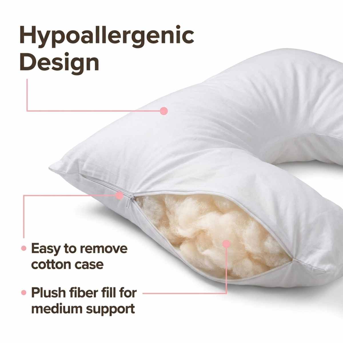 Boomerang Body Pillow - V-Shaped Side Sleeper - Superior Comfort, White - view 6