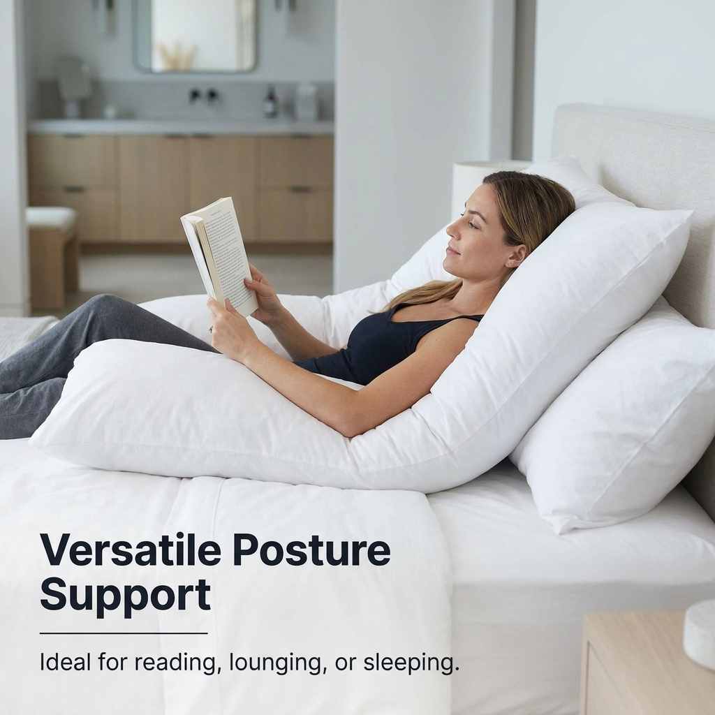 Cover for Boomerang Body Pillow - Cotton (50%) / Polyester (50%) Blend, White - view 6