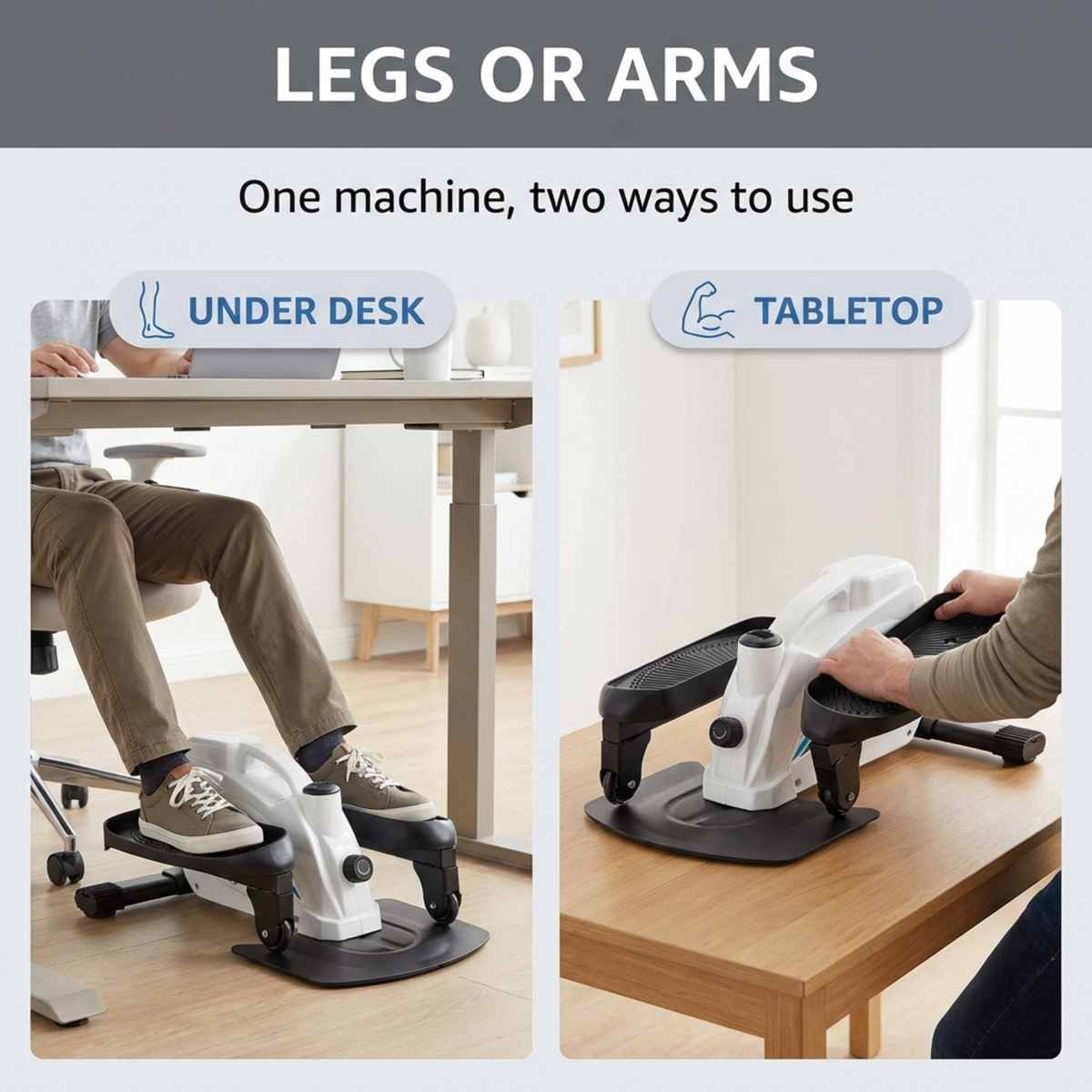 Compact Elliptical Fitness Machine Stand Up / Sit Down - Portable Mini Stepper Exercise An - view 6
