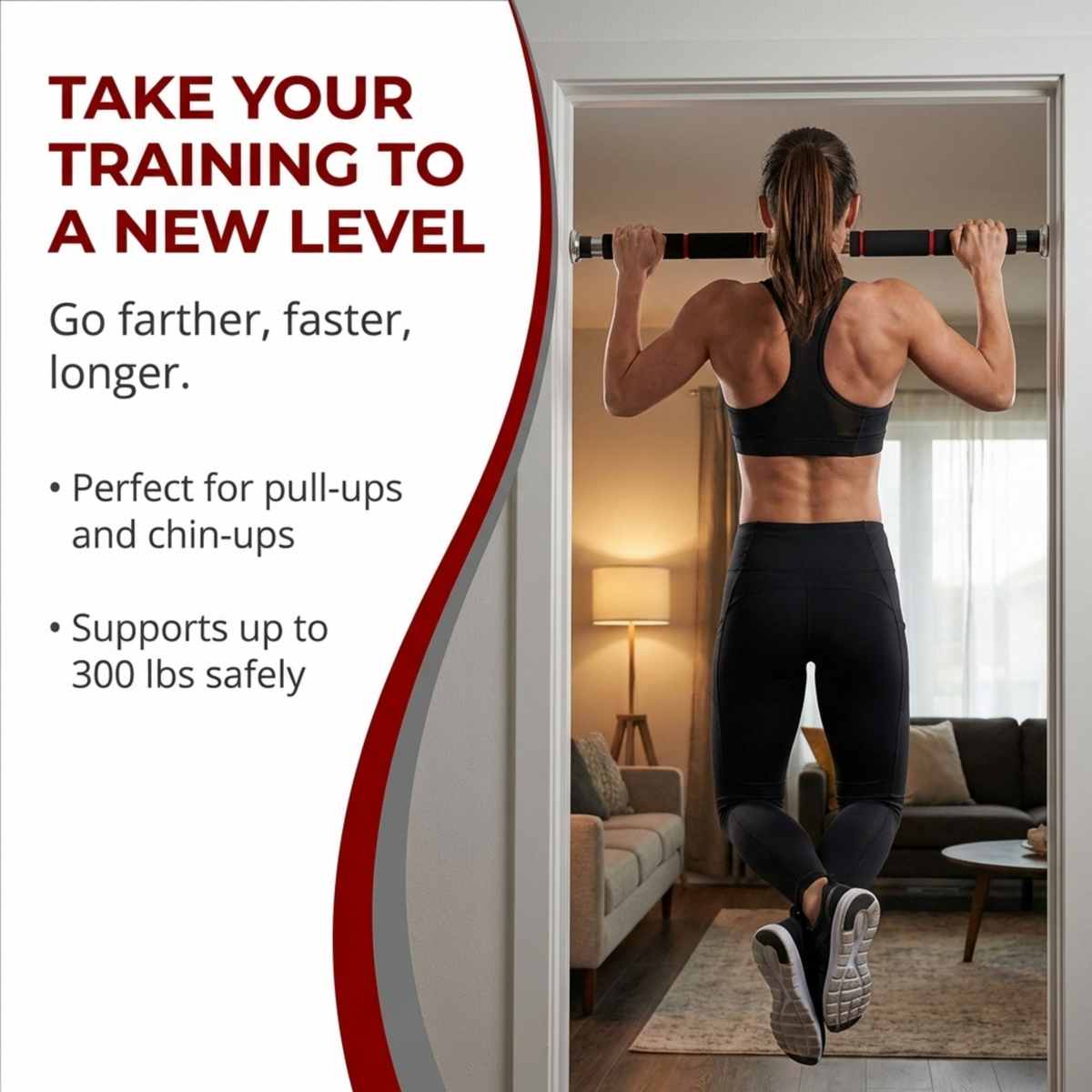 Iron Chin Up Bar Sraight Version - Pull Up Bar for In-Home Fitness - Mounts in All Residen - view 6