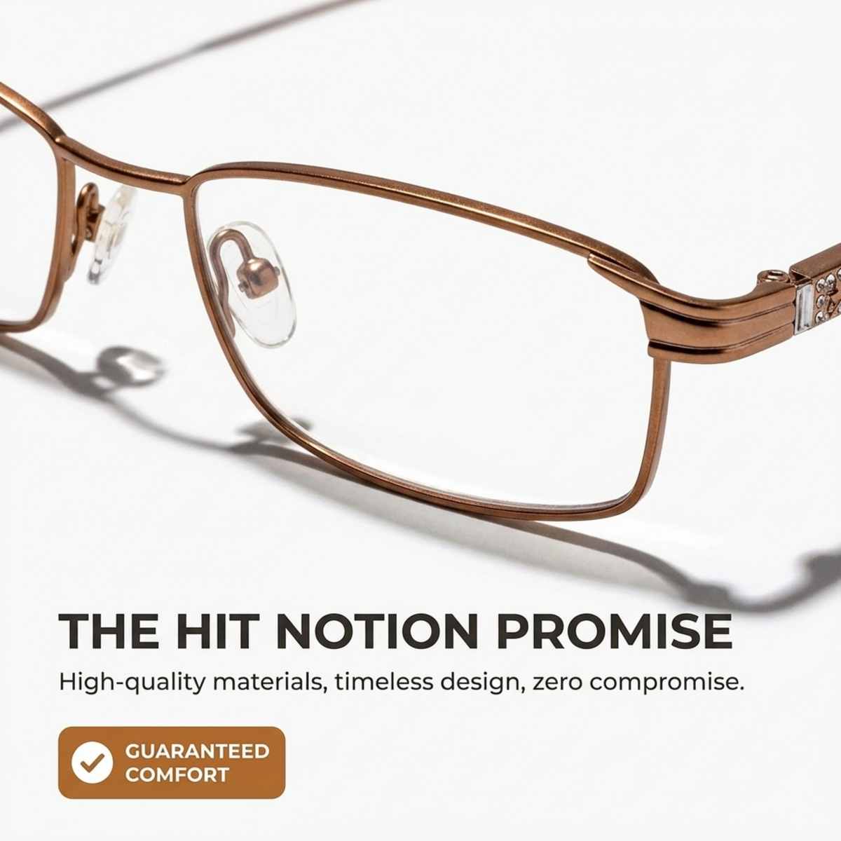 Women's Rectangle Eyeglasses, Distressed Bronze | Memory Metal - 7