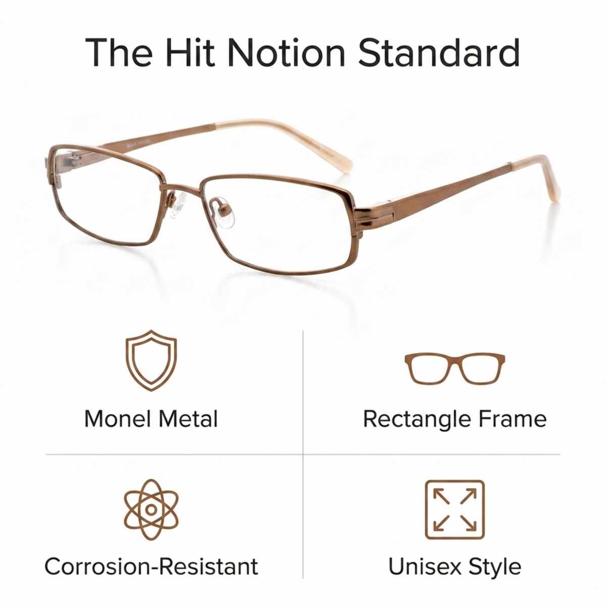 Men's Rectangle Eyeglasses, Bronze | Semi-Rimless - 7