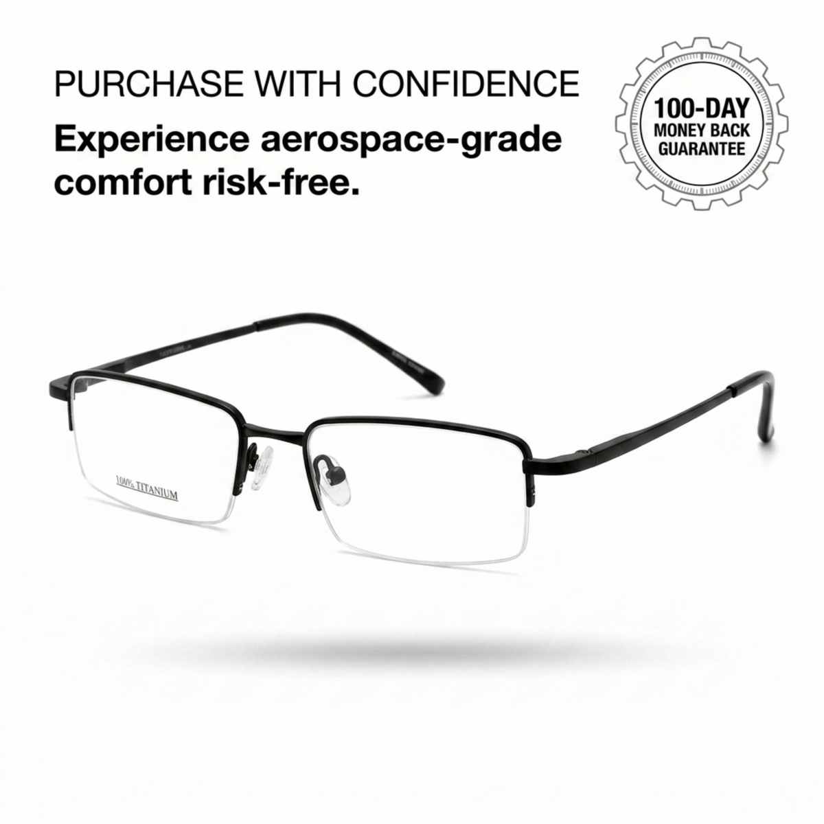 Men's Rectangle Eyeglasses, Black | Titanium - 7