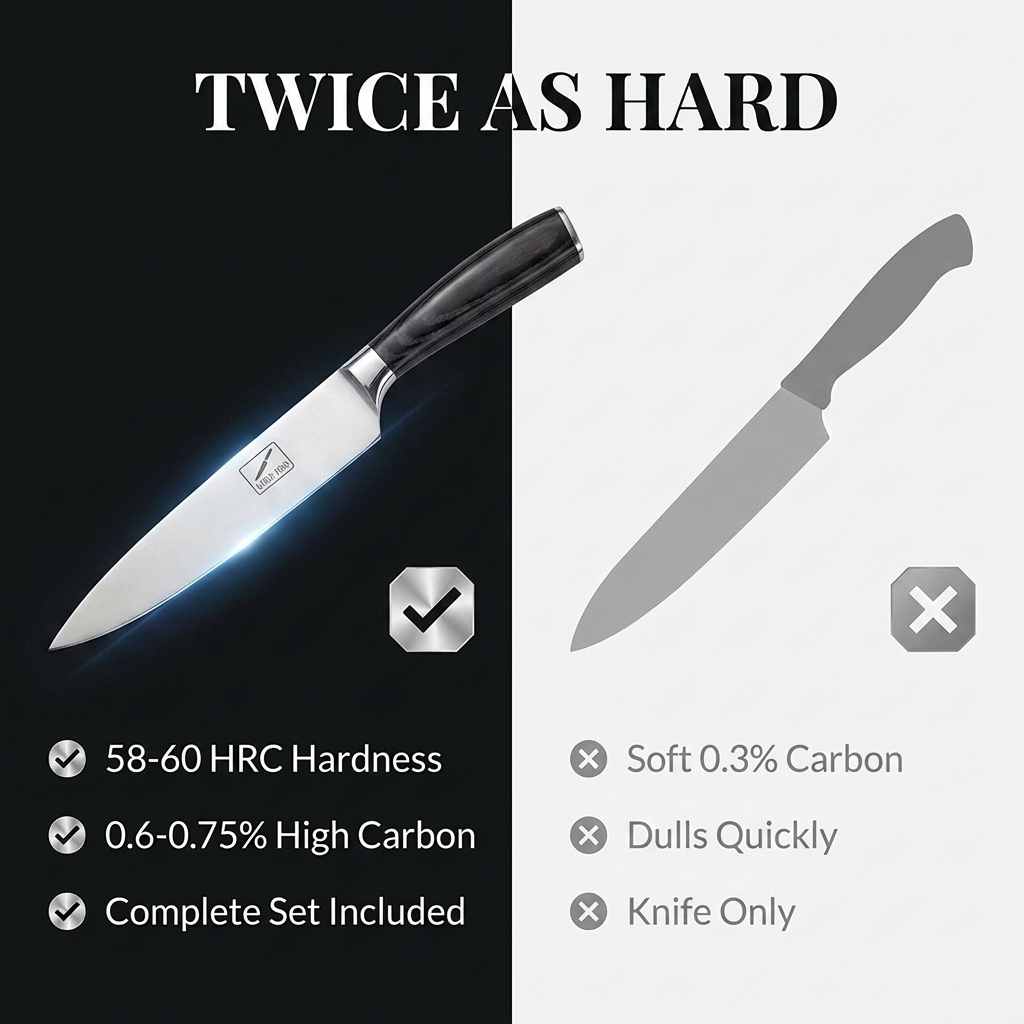Koku Pro Japanese Knife - Pro 8" Sharp Chef Knife - Kevlar Gloves - Knife Set - view 7