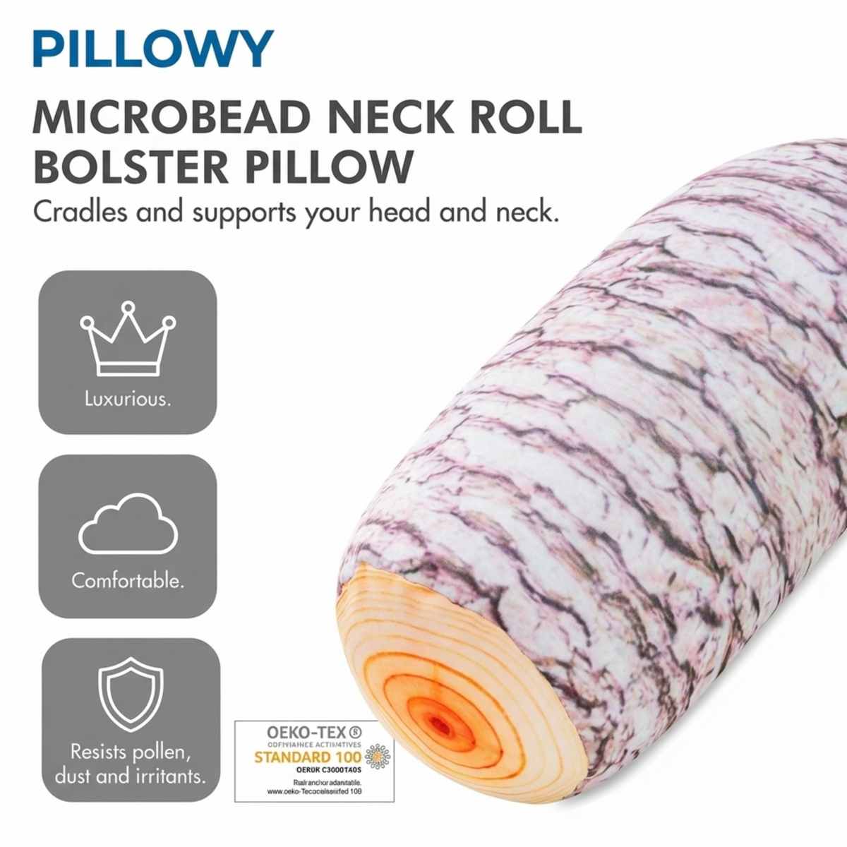 Microbead Bolster Neck Roll Pillow - Silky Feel - view 28