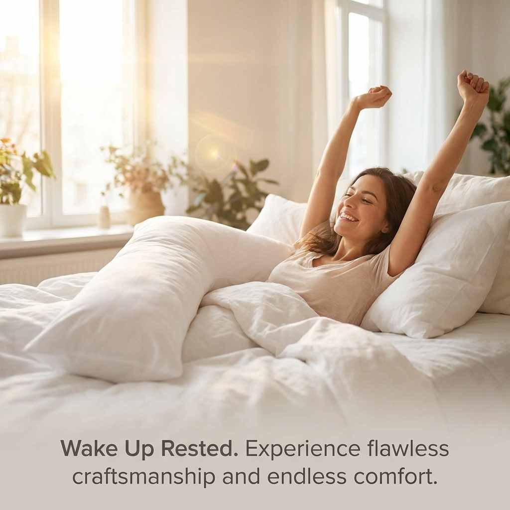 L-Shaped Body Pillow - Prenatal Pregnancy Pillow - Side Sleeper, Superior, White - view 7