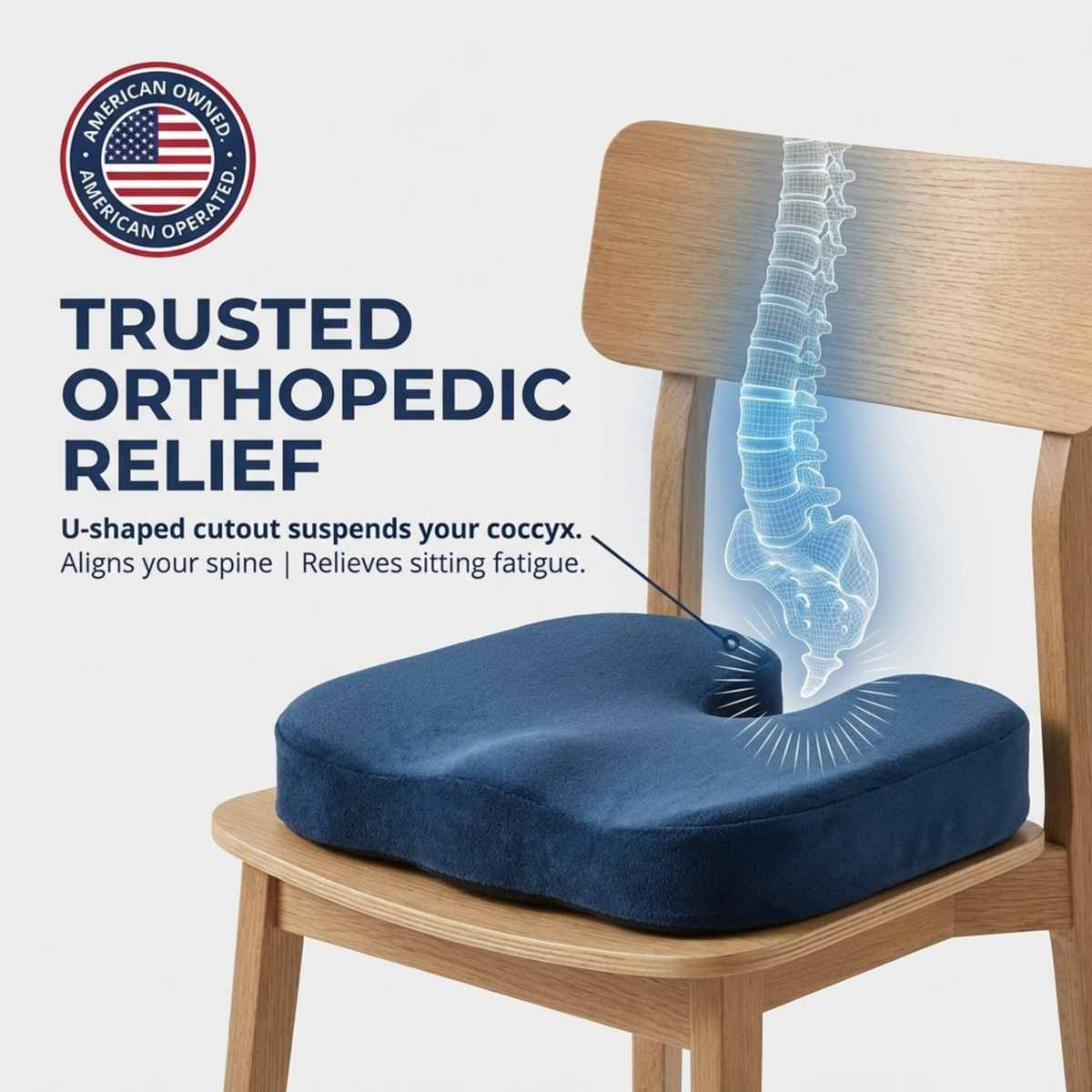 Bottom Reformulator Orthopedic Grade Foam Cushioned Seat - Hip Pain Relief - Seat Cushion - view 8