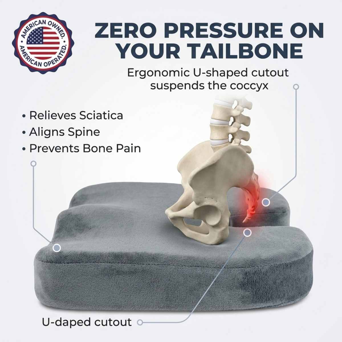 Coccyx Orthopedic Memory Foam - Sciatica Relief - Seat Cushion - view 22
