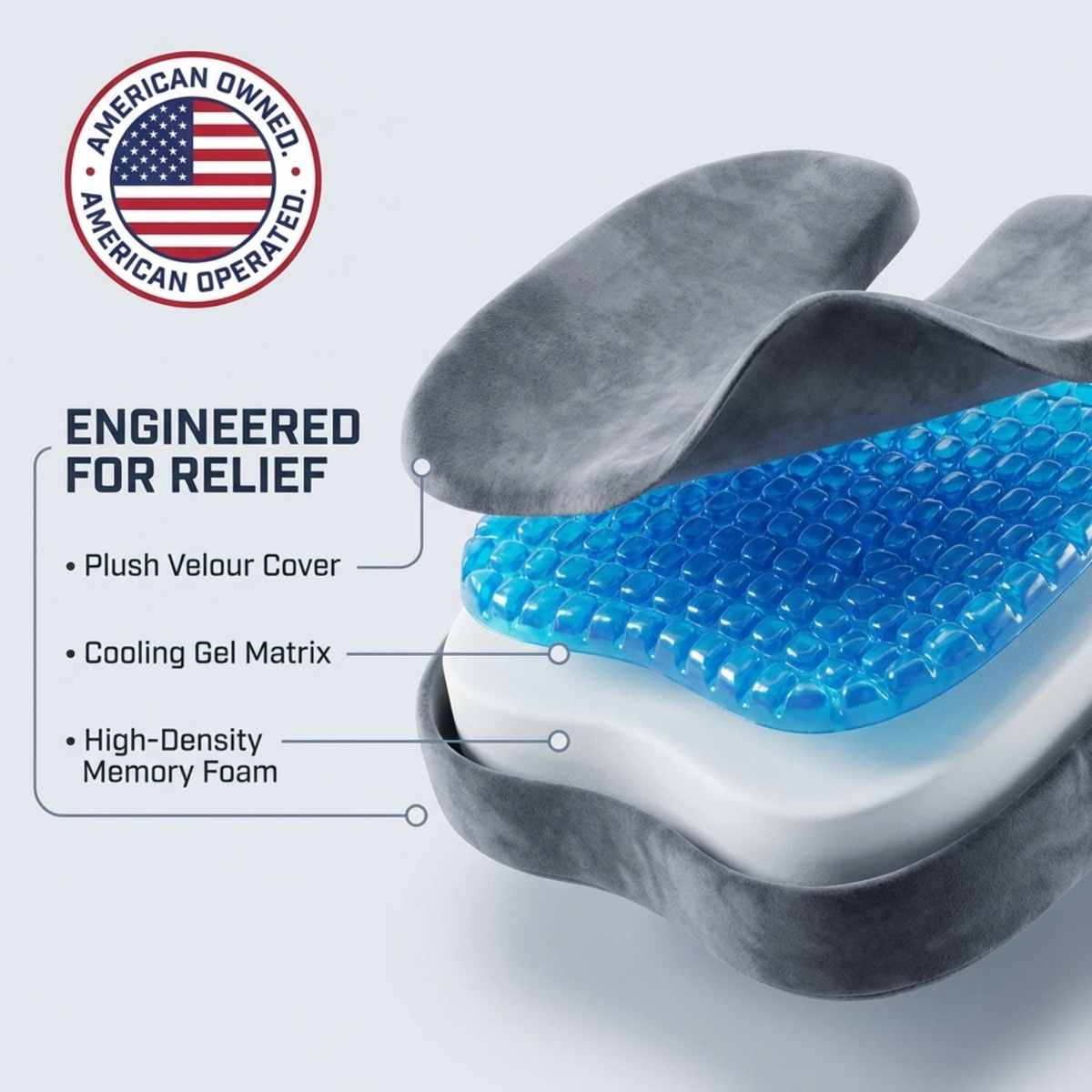 Coccyx Orthopedic Gel Enhanced Comfort Foam - Sciatica Relief - Seat Cushion - view 16