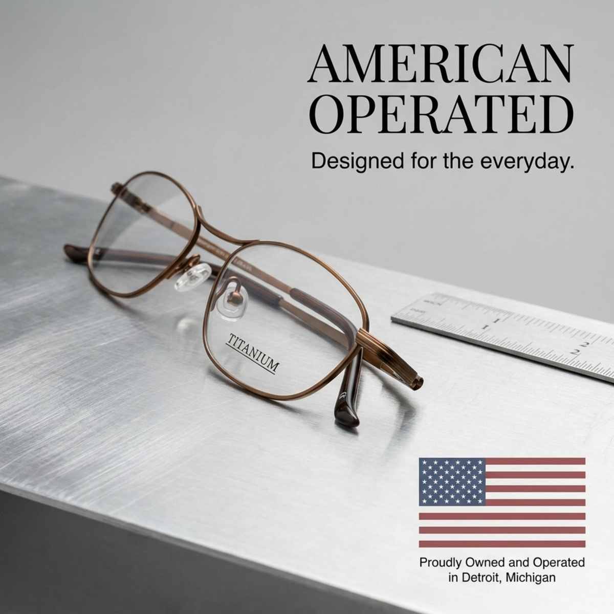 Women's Rectangle Eyeglasses, Matte Bronze | Titanium - 8
