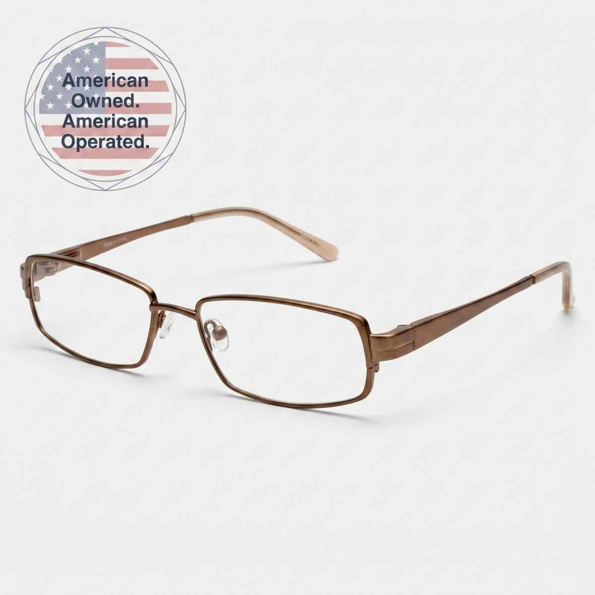 Men's Rectangle Eyeglasses, Bronze | Semi-Rimless - 8