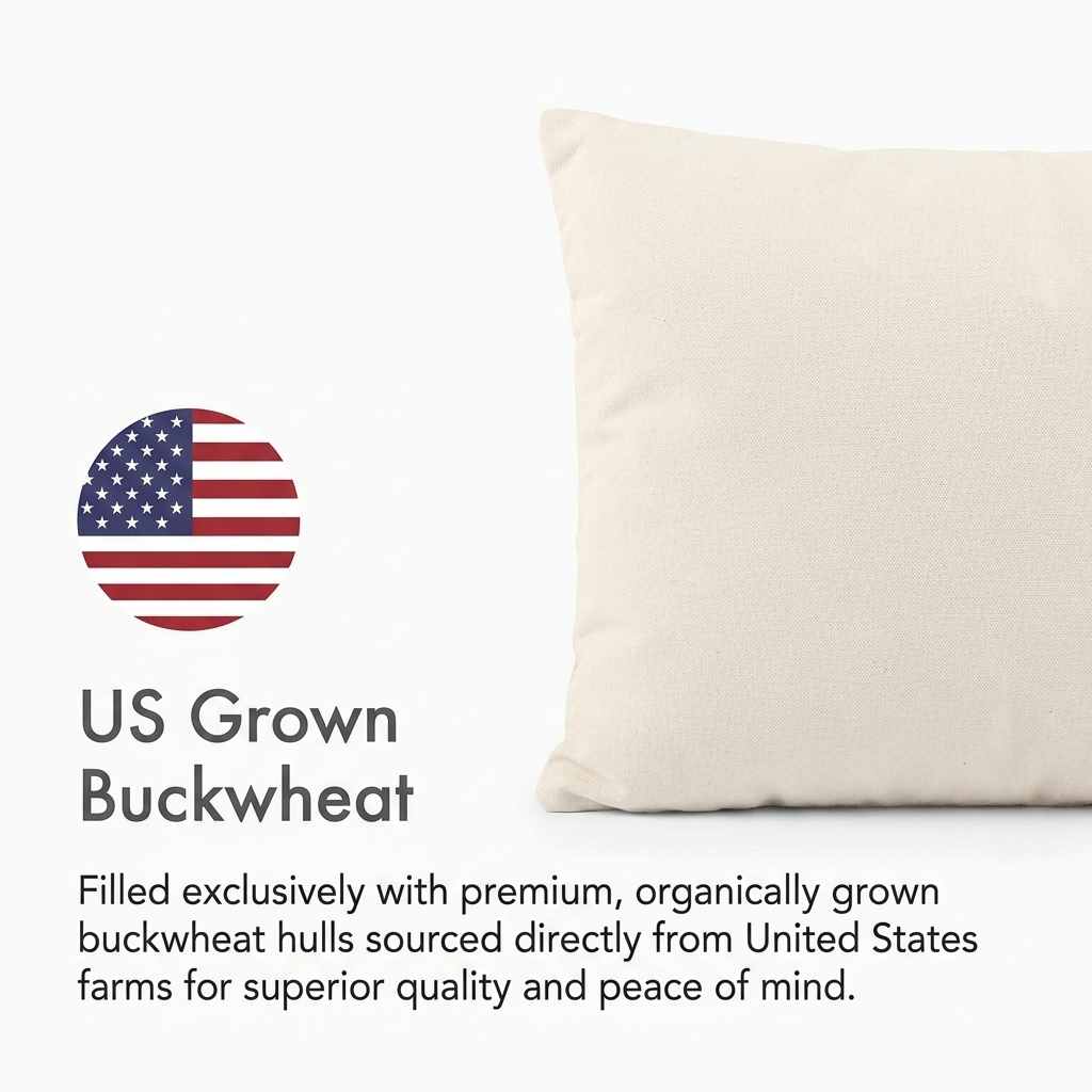 Organic Buckwheat Hull Bed Pillow - Stress And Neck Tension Relief - Bed Pillow, Cream - view 24