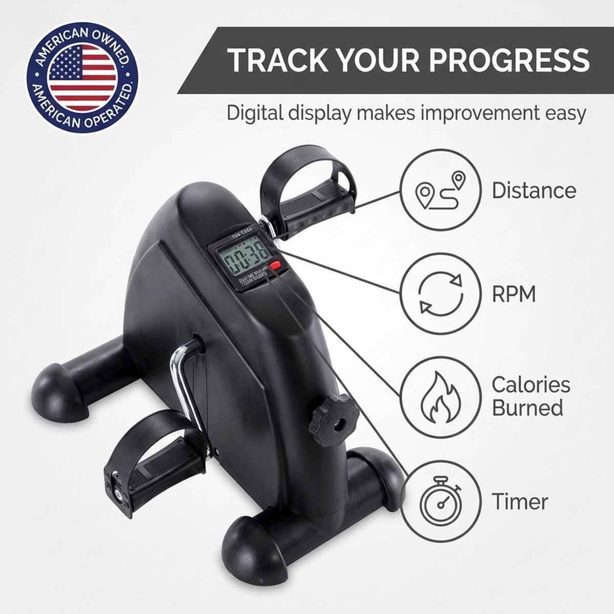 Pedal Exercise Mini Cycle Bike Silvery - Digital Display - Adjustable Resistance - view 15