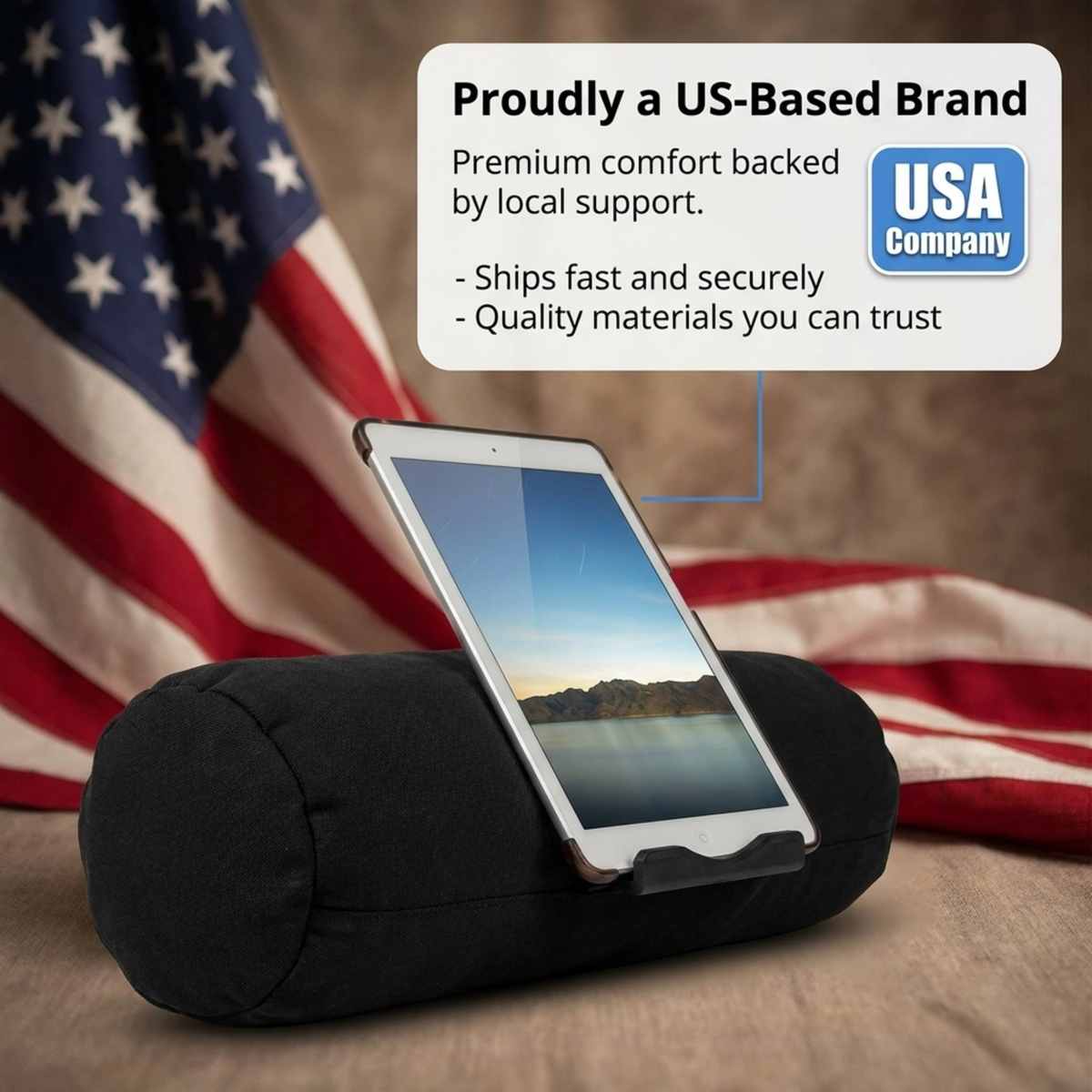 Bed Pillow Tablet Holder - Perfect for Bed or Couch - Angle Adjustable, Black - view 8