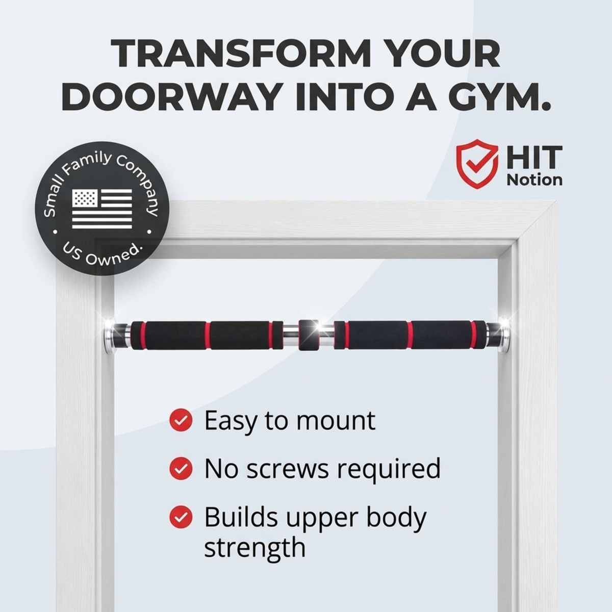 Iron Chin Up Bar Sraight Version - Pull Up Bar for In-Home Fitness - Mounts in All Residen - view 8