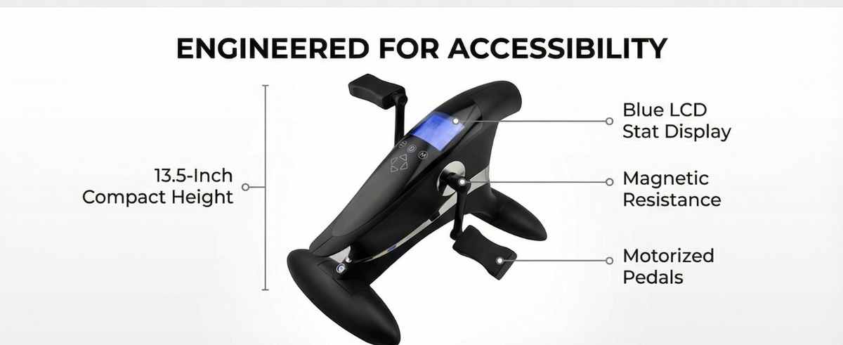 Motor Bike Indoor Bike With Mobile App Black - Under Desk Bike That Does the Work for You - view 17