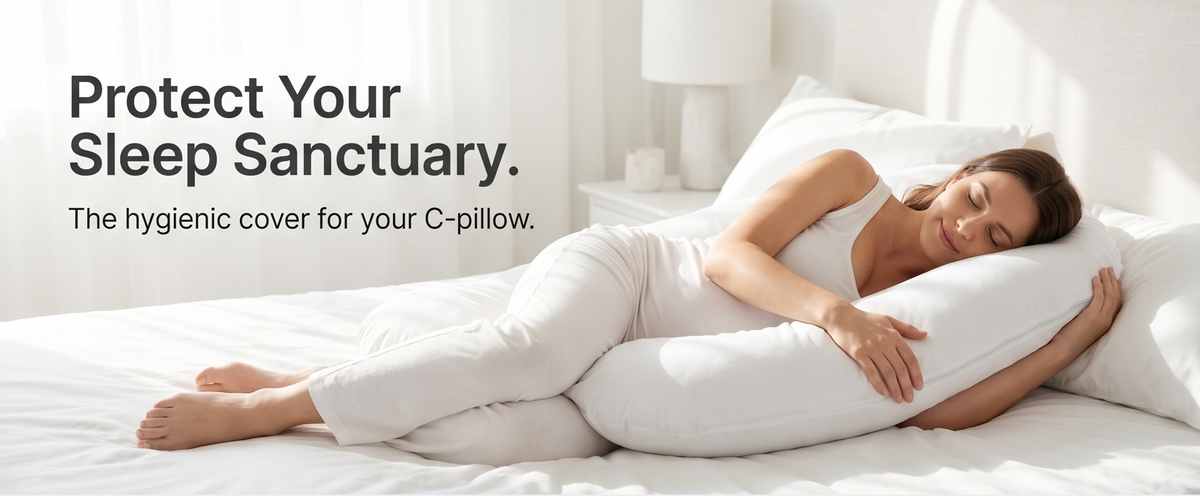 Allergen-Free Cover For C-Shaped Full Body Pillow - Stain Resistant - Pillow Cover, White - view 9