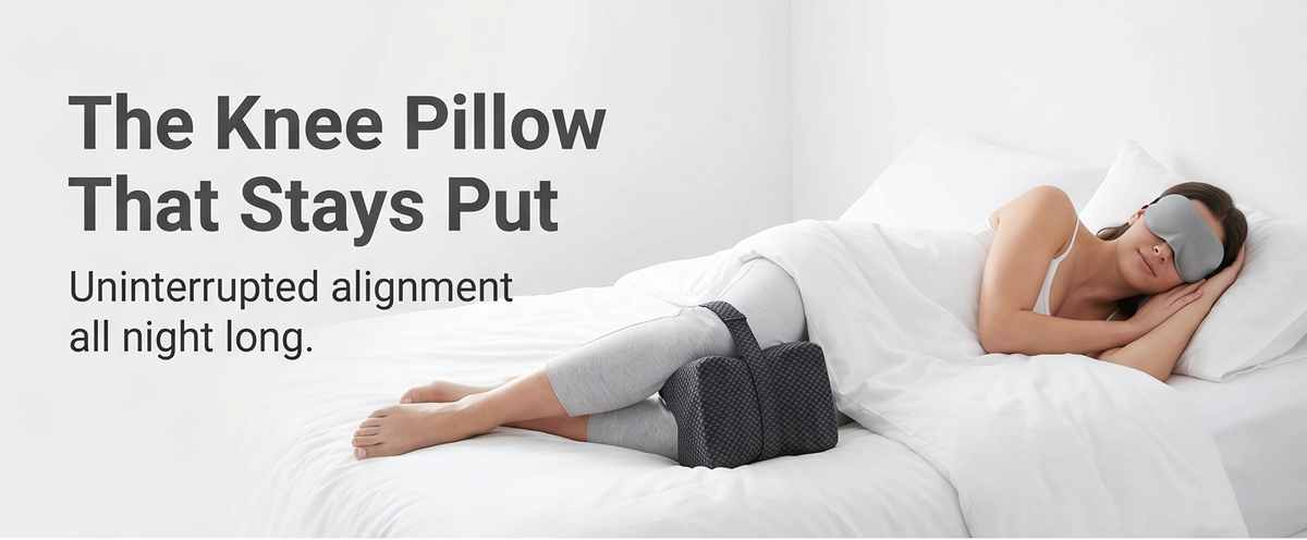 Leg and Knee Spacer Memory Foam Pillow W/Strap + Eye Mask - view 9