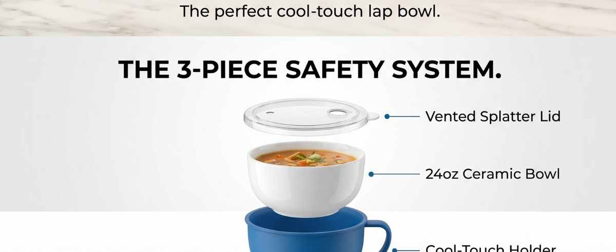Hitnotion-Touch Microwave-Safe 3-Piece Bowl Set, 24 oz, Blue - view 9